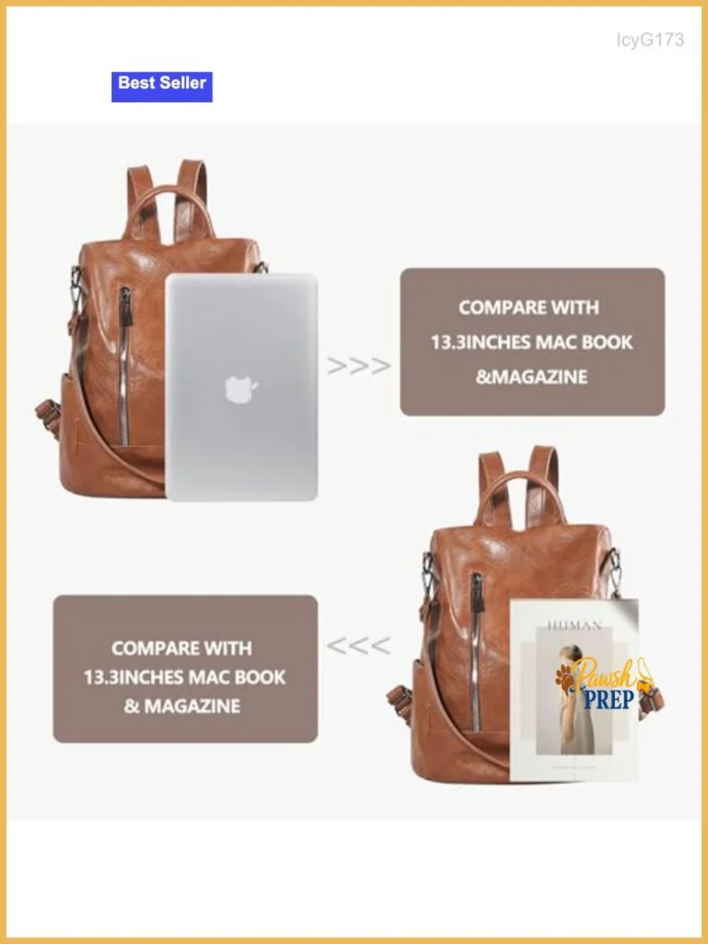Women PU Leather Anti-theft Backpack Purse 3-in-1 Backpack Shoulder Tote